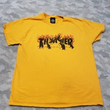 Thrasher Shirt Mens Large Yellow Short Sleeve Crows Skate