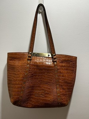 Patricia Nash Bag Women Brown Leather Tote Benvenuto Double Handle Shoulder Stud