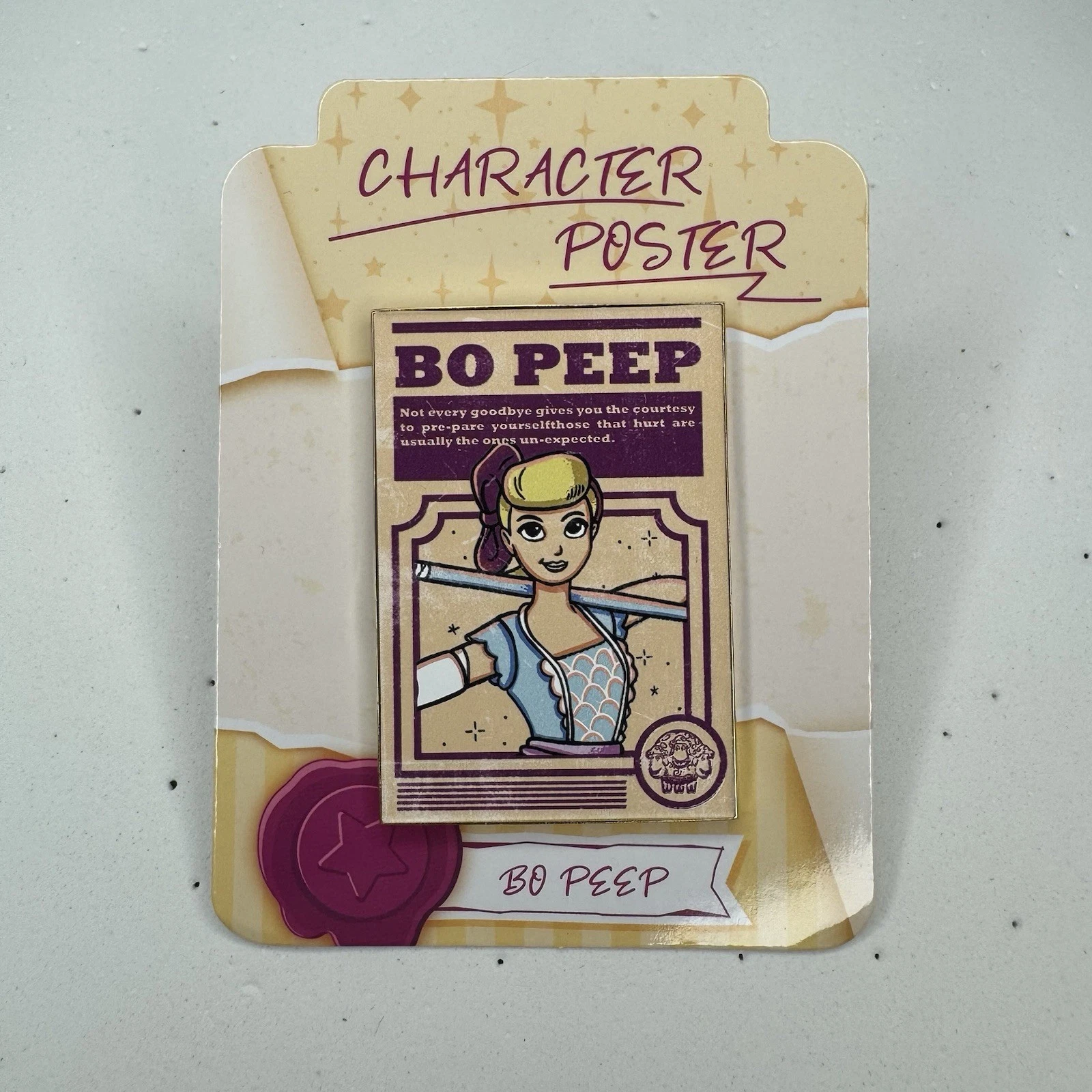 Disney Pixar Miniso Bo Peep Character Poster Metal Badge Pin Toy Story