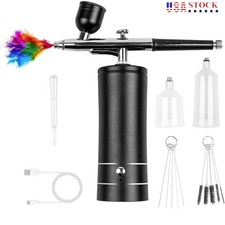 Airbrush Kit with Compressor 30PSI Portable Gun Rechargeable Black