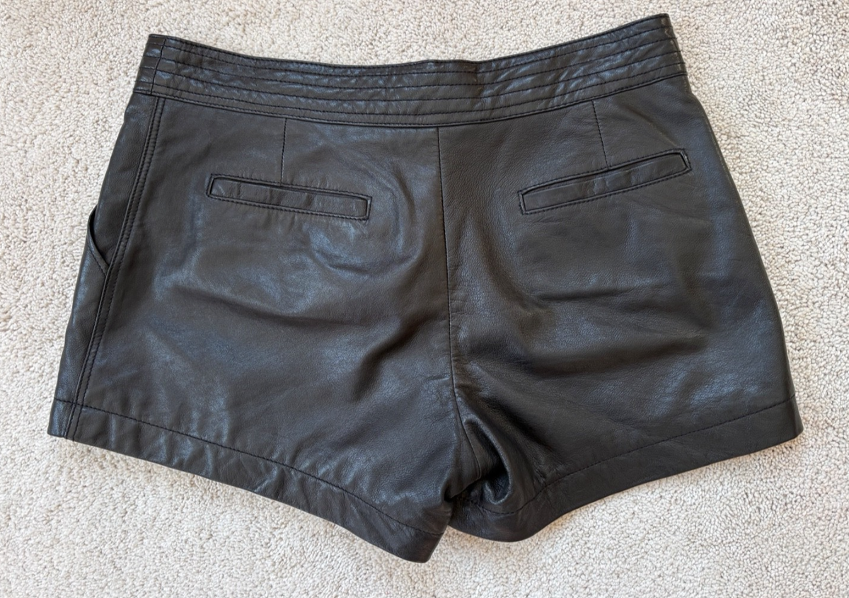 Nordstrom Trouve Genuine Black Leather Dress Shorts Womens Size 4 Soft  Beautiful | eBay