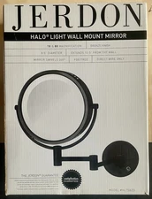 Jerdon Halo Light Wall Mount Makeup Mirror With 8x Magnification