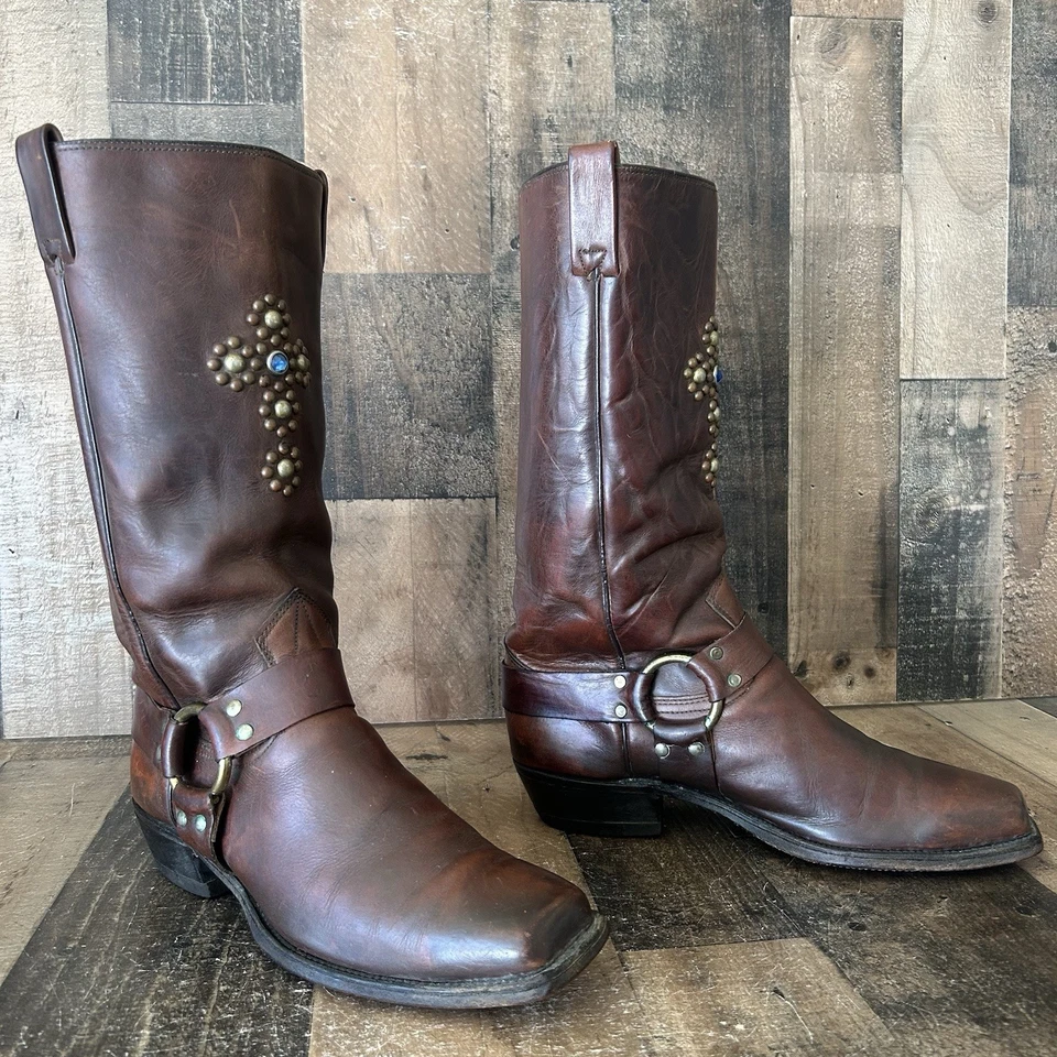 Botas Wrangler 6768 Vintage Hebilla Arnés Puntera Cuadrada Para Hombre 10.5 D Foto 3 de 4