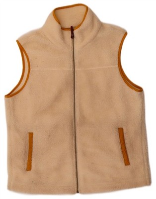 FAT FACE Womens Fleece Gilet UK 14 Large Off White Polyester CF15