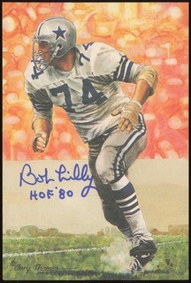 Bob Lilly Autographed Goal Line Art Card (HOF 80) JSA CK72633