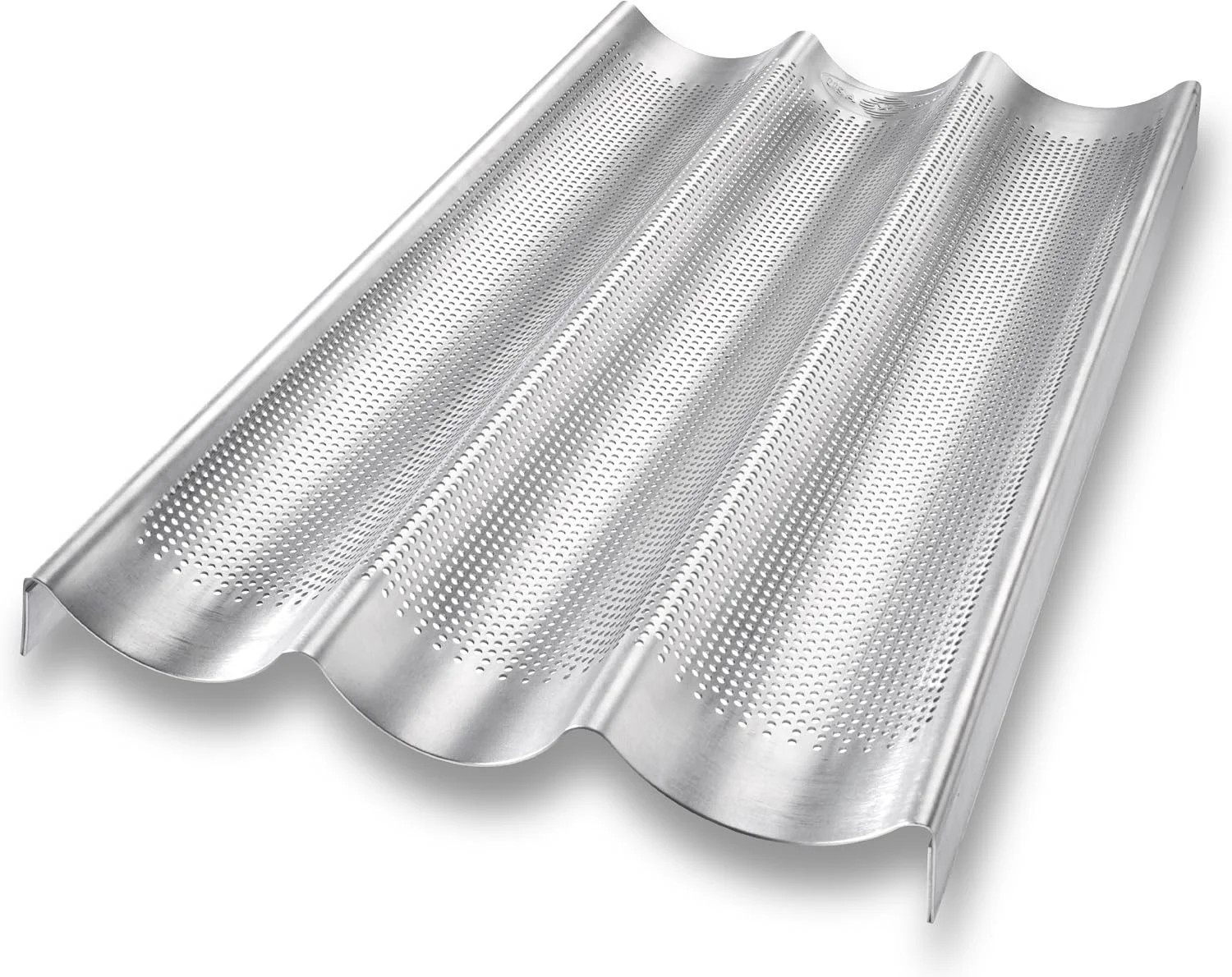 Bakeware Aluminum Perforated Nonstick French Baguette Bread Pan, 3-Loaf