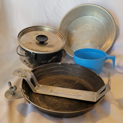 Lot De 3 Anciens Kits Mess En Aluminium – Pour Scouts, Militaire, Camping – Vintage