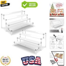 2 Pack 4 Tier Clear Acrylic Display Risers Stand Shelf, Acrylic Stands for Di...