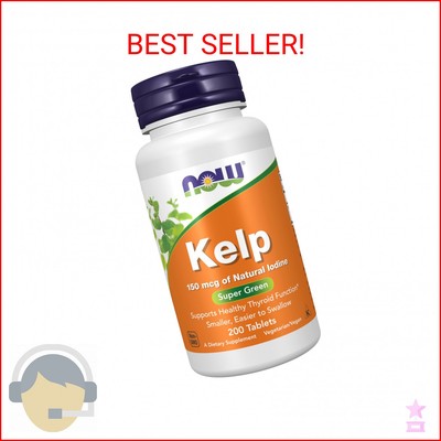 NOW Supplements, Kelp 150 mcg of Natural Iodine, Easier to Swallow Tablet, Super