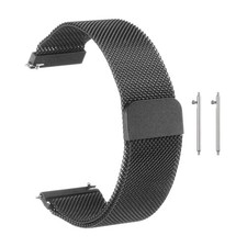22mm Stainless Steel Mesh Watch Band with Magnetic Buckle, Black