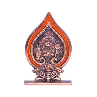 Lord Murugan Blatt Statue für Tempel/Auto Armaturenbrett (Metall, Kupferfarbe)