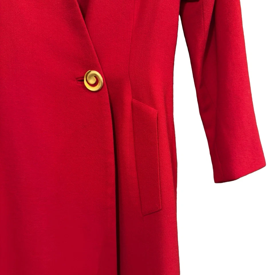 Vestido Abrigo Mujer Neiman Marcus Gillian Talla 8 Rojo DE COLECCIÓN 100% Lana Etiqueta ILGWU Foto 3 de 4