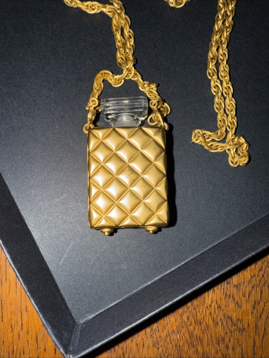 CHANEL perfume necklace chain gold quilted No 19 | eBay