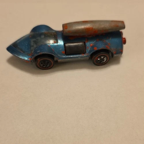 Redline Hot Wheels Rocket-Bye-Baby Aqua Blue Redlines 1:64 Diecast Car 1970