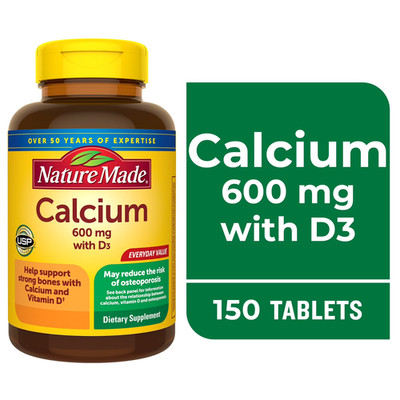 Nature Made Calcium 600 mg with Vitamin D3, Dietary Supplement 150 Count