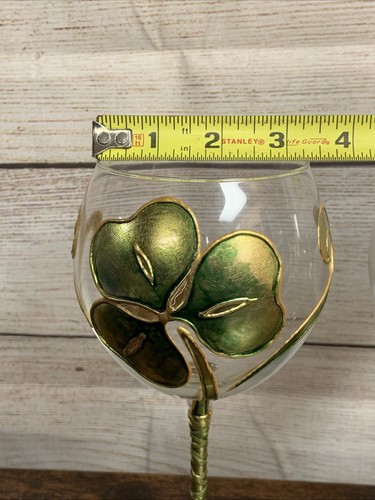 Set of 4 Art Glass Hand Gilded Painted in Italy Amedeo Wine & Flower ๐บ ๐ท - Picture 19 of 24