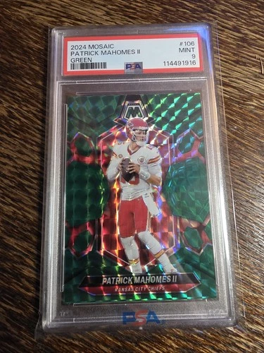PATRICK MAHOMES *PSA 9* - 2024 Panini Mosaic Green Mosaic Prizm - KC Chiefs
