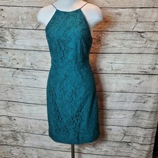 J Crew Womens Teal Lace Sleeveless Sheath Dress Size 0