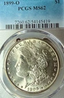 1899-O MS62 Sparkling Bright Surfaces PCGS New Orleans Mint Morgan Silver Dollar