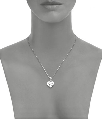 NWT John Hardy Kali SS Lava Heart White Sapphire Necklace  MSRP $395