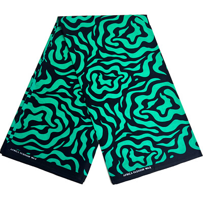 Afrikanischer Stoff Druck Ankara 3,7 Yards Qualität 100% Baumwolle Grün Schwarz Material