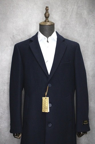 Abrigo formal/casual para hombre Maenza liso azul marino mezcla de lana y cachemir - Imagen 2 de 4