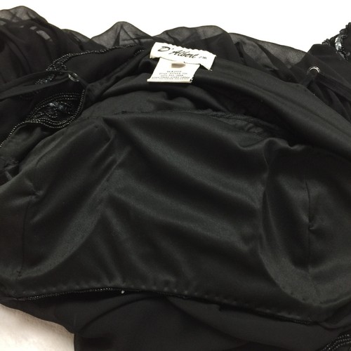 Vestido D’Albert Vintage Talla 12 Mujer Negro 100% Seda Lentejuelas Cuentas Cintura Imperio - Imagen 11 de 14