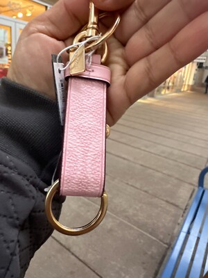 COACH CZ088 Trigger Snap Bag Charm Powder Pink Key Chain FOB | eBay