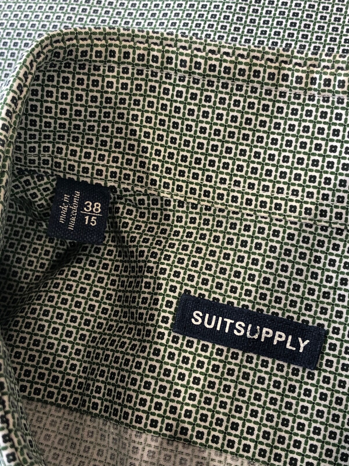 SuitSupply green Pattern Spread Collar Button Fro… - image 4