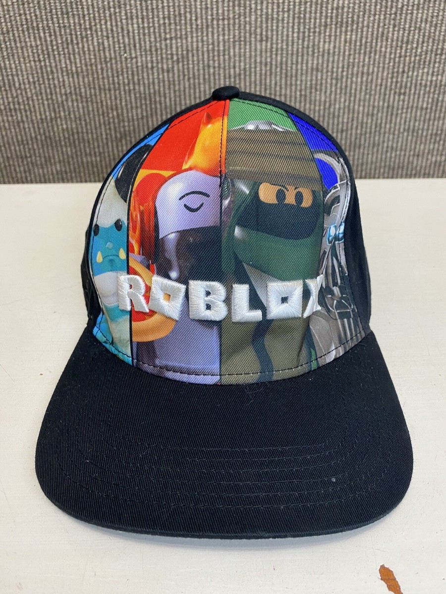 Roblox Hat Cap OSFA Youth Black Snapback Graphic Print Video Games