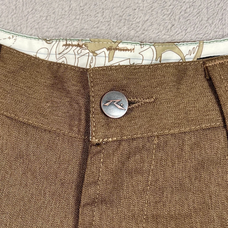 Pantalones Cortos Oxidados Para Hombre Talla 30 Cintura Marrón Y2K Estilo Surf Largo 11 Entrepierna Bolsillos con Solapa Foto 2 de 4