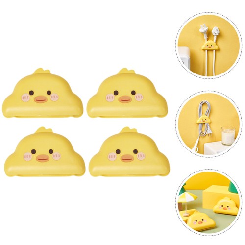 4 Pcs Plug Holder Cartoon Data Cable Organizer Clip Cord for Appliance