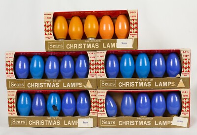 [Set of 5] NOS Retro SEARS Christmas Replacement Lights/Bulbs/Lamps C-9 1/2''
