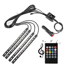 Rgb 48 Led Light Strip Interior Atmosphere Neon Lamp Remote Control For Cars 12v