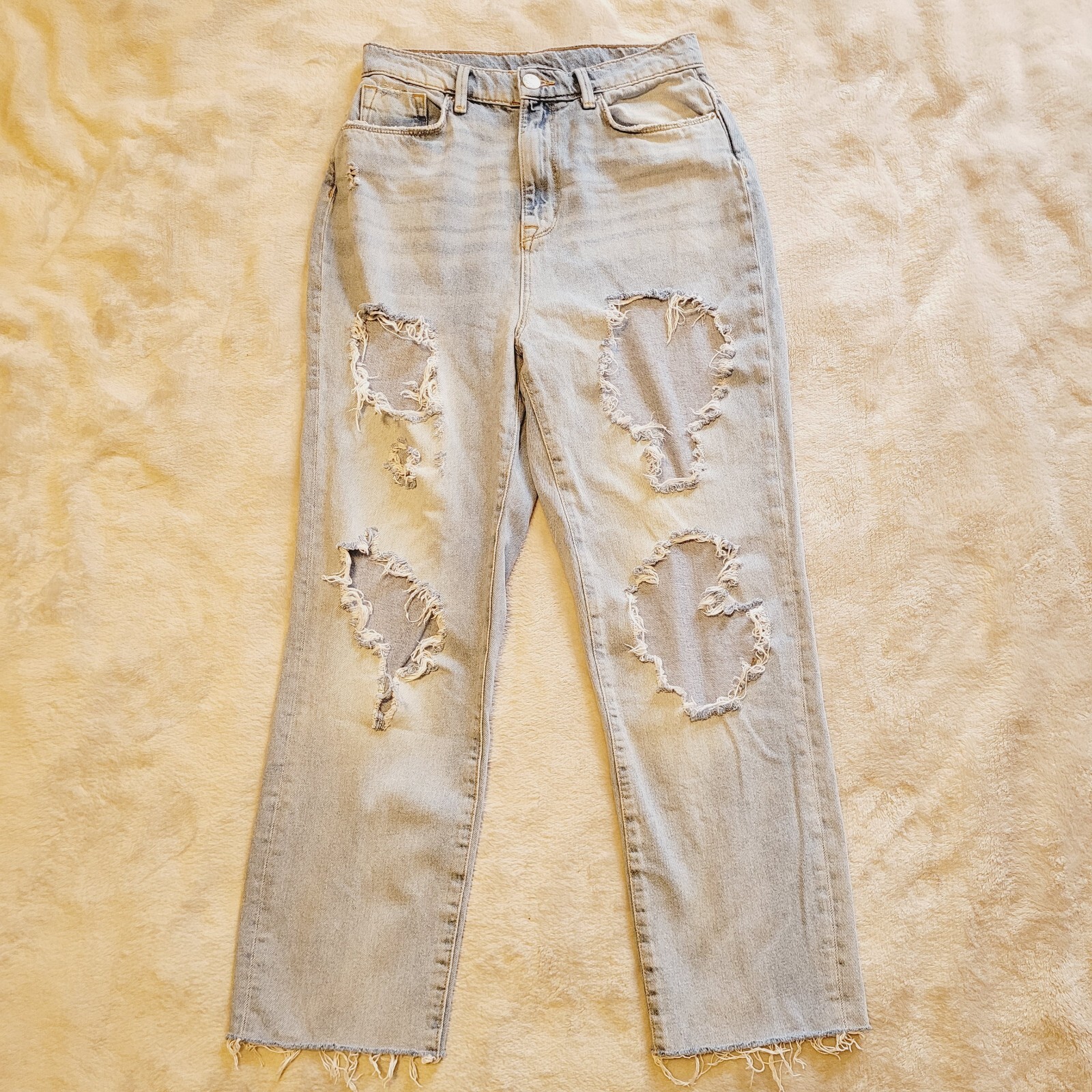 BDG Jeans Womens Size 27 Mom High Rise Baggy Destroyed Distressed Blue Denim