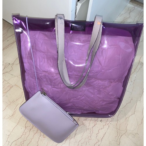 FURLA BORSA SHOPPER VIOLA LILA POCHETTE DONNA TRASPARENTE | eBay