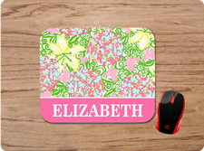 LILLY INSPIRED FLORAL BUTTERFLY PRINT PERSONALIZED NAME MOUSE PAD HOME OFFICE
