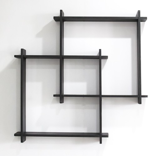 Modern Wooden Wall Shelf - Intersecting Grid Design - Floating Storage - Picture 10 of 16