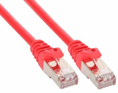InLine Cat 5e Patchkabel SF/UTP RJ 45 - Stecker Folienschirmung rot 0,25m