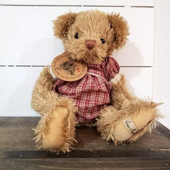 Louise Mansen Teddy Bear Zac Del Europe France GLINKA Plush 12” Plaid Dress  Tags