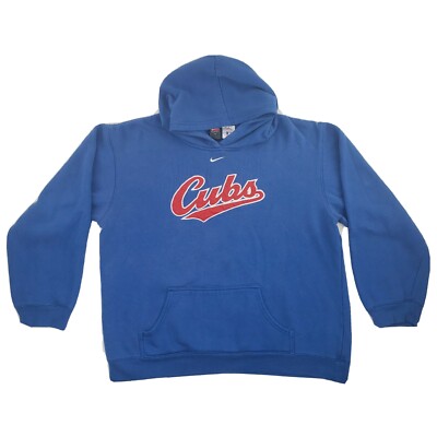 【GRAVER】23FW★ Baseball Blue Logo Embroidery Hoodie Nike Chicago Cubs Center Swoosh Embroidered Hoodie