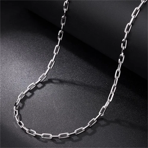 Pure Pt950 Platinum 950 Chain Men Women Square O Link Necklace 4.8-5g 20in - Picture 2 of 5