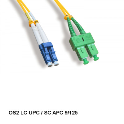 Kentek 1m LC UPC/ SC APC OS2 9 /125 Duplex Single-Mode Fiber Patch Cord