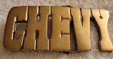 Chevy Solid Brass Belt Buckle Spell Out Block Letter Chevrolet Vintage 1970s