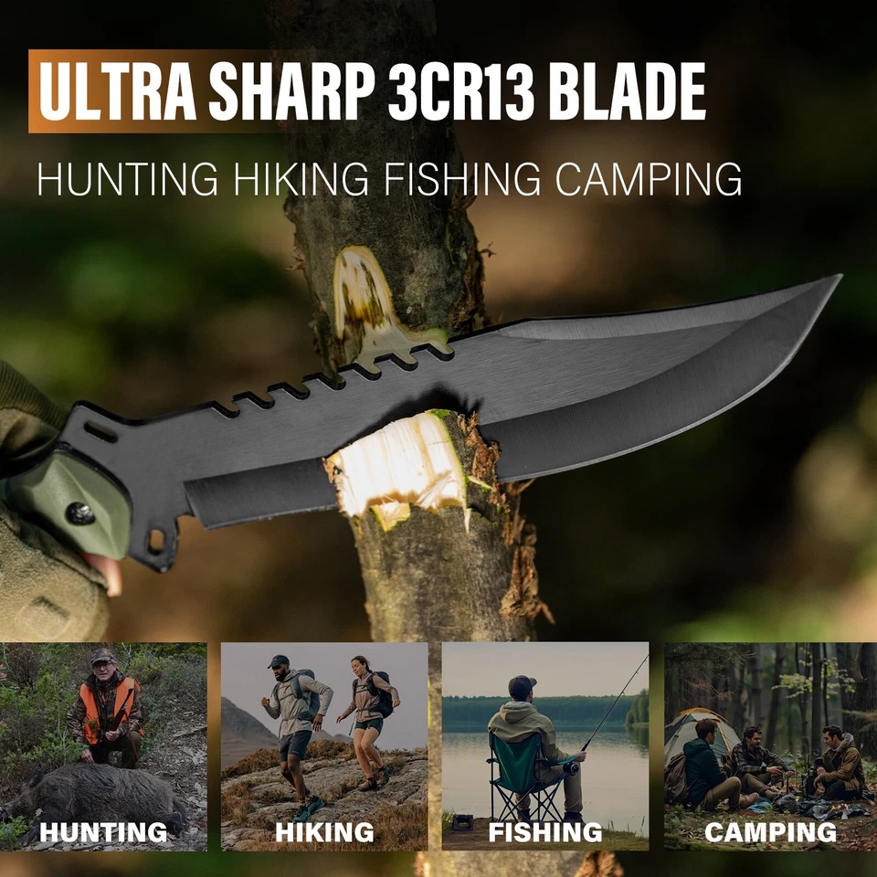 Cuchillo Bowie Dispatch13.5" Cuchillo Hoja Fija Full Tang Funda Nylon Cuchillos de Caza Foto 4 de 4