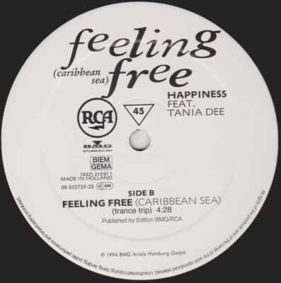 Happiness Feat. Tania Dee - Feeling Free (Caribbean Sea) (12'') (Very Good Plus (