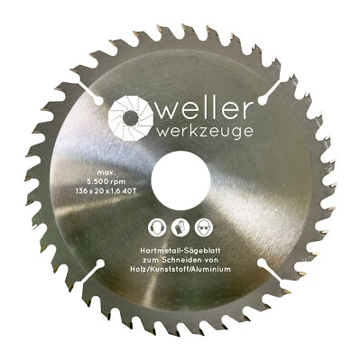 WELLER WERKZEUGE Profi Kreissägeblatt Sägeblatt 136x20mm passend für Makita Handkreissäge DSS501Z