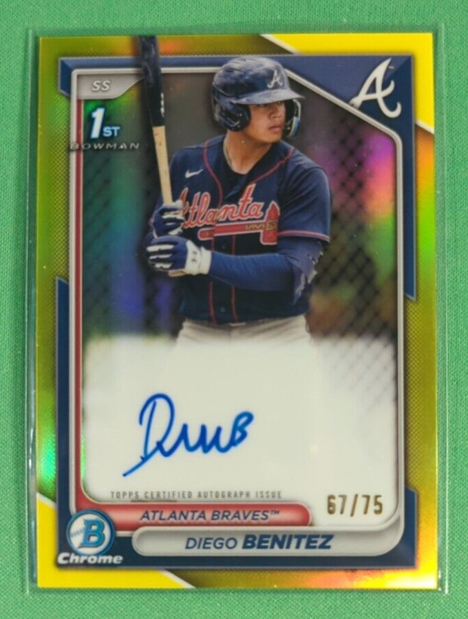 2024 1st Bowman Chrome Diego Benitez Auto Autograph #CPA-DB YELLOW REFRACTOR /75
