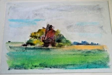 Franz Ehmke *1928-2018 Berlin Pastel The Island of Trees in Late Autumn