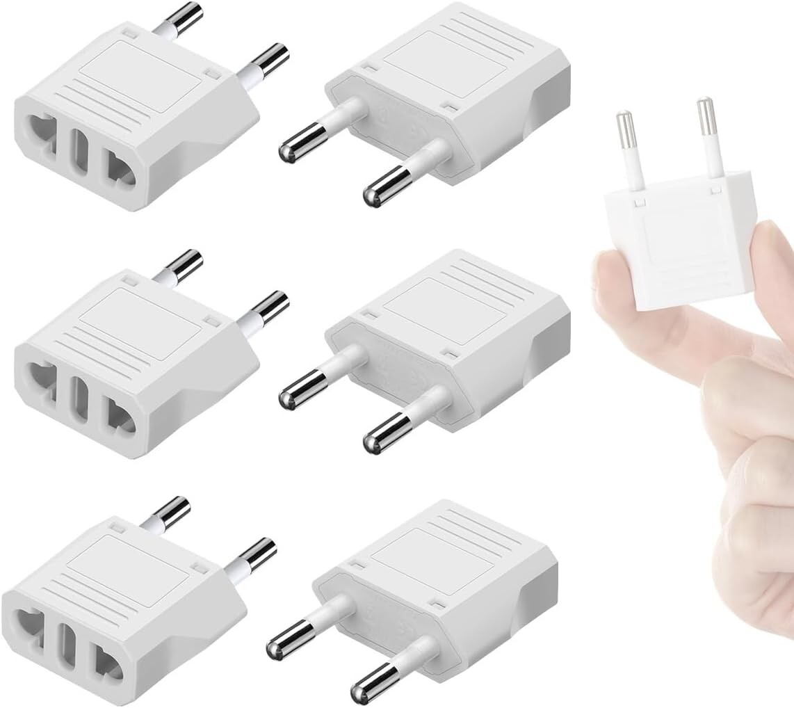 6PCS European Travel Plug Adapter, US to Europe Plug Adapter Outlet Converter US